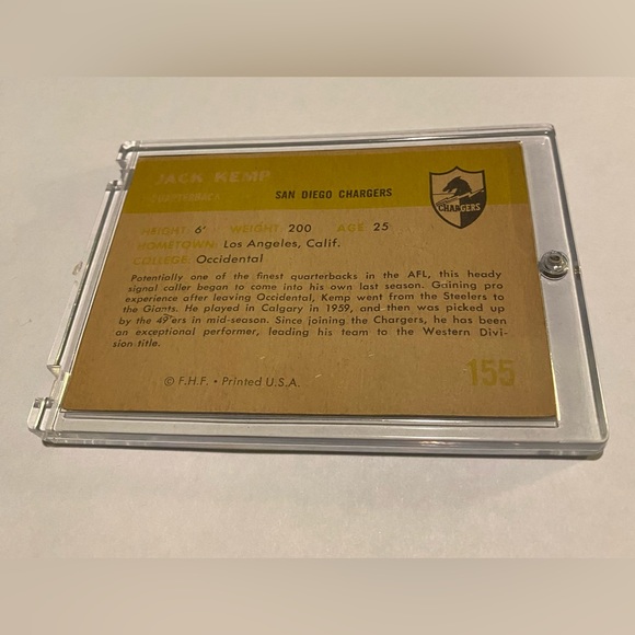 Jack Kemp 1961 Fleer Football Ball Card Vintage Collectible - Picture 2 of 2